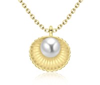 Shell With Pearl Gold Plated Silver Necklace SPE-2911-GP